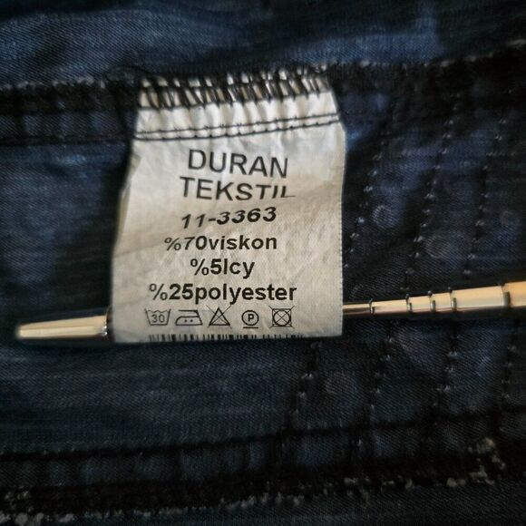 Duran Vintage 80s Acid Wash Pants Womens 28 x 31 Blue Chambray Beads Accents - Picture 13 of 13